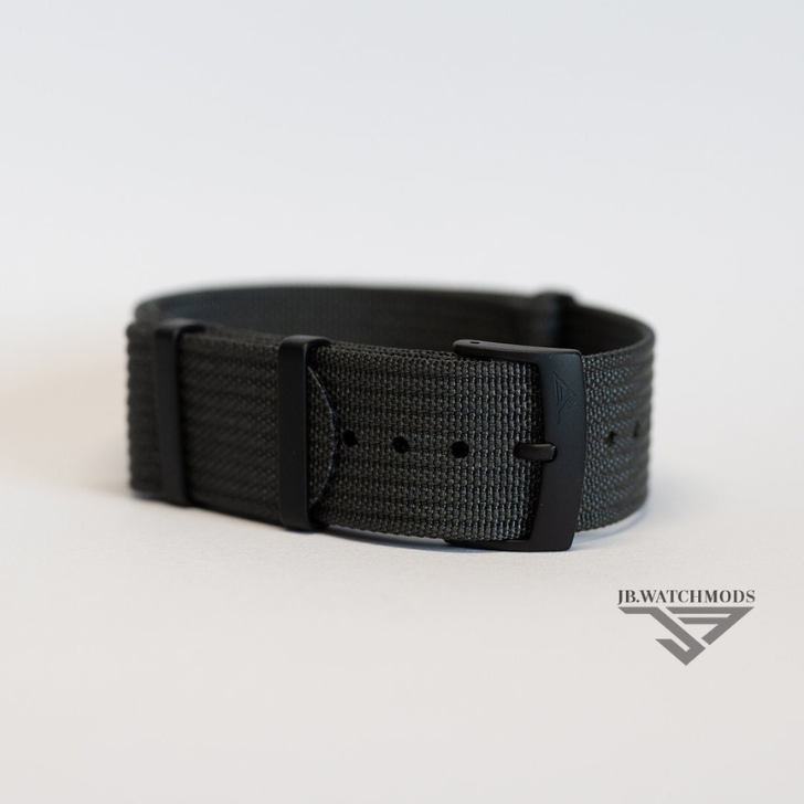 Premium Ribbed 22mm Watch Strap Dark Grey with Black Hardware