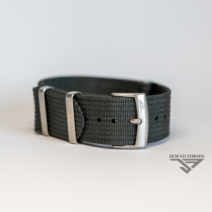 Premium Ribbed 22mm Watch Strap Dark Grey with Silver Hardware